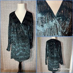 Zara beaded velvet wrap dress